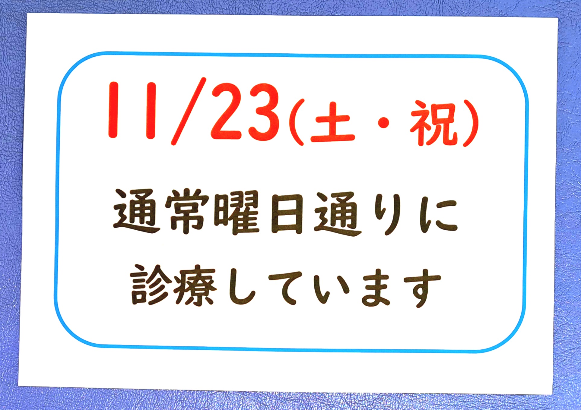 ２０２４年１１月　祝日　営業日程